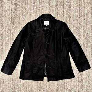 Nautica Women's Pea Coat Outerwear Wool Blend Jacket in Black